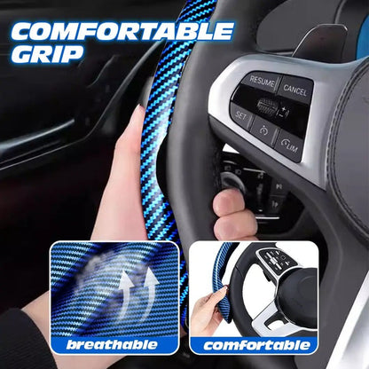 Carbon Fiber Silicone Anti-Slip Car Steering Wheel Cover Universal Fit