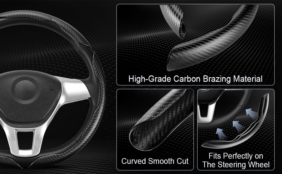 Carbon Fiber Silicone Anti-Slip Car Steering Wheel Cover Universal Fit