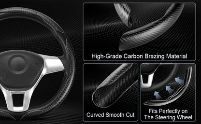 Carbon Fiber Silicone Anti-Slip Car Steering Wheel Cover Universal Fit
