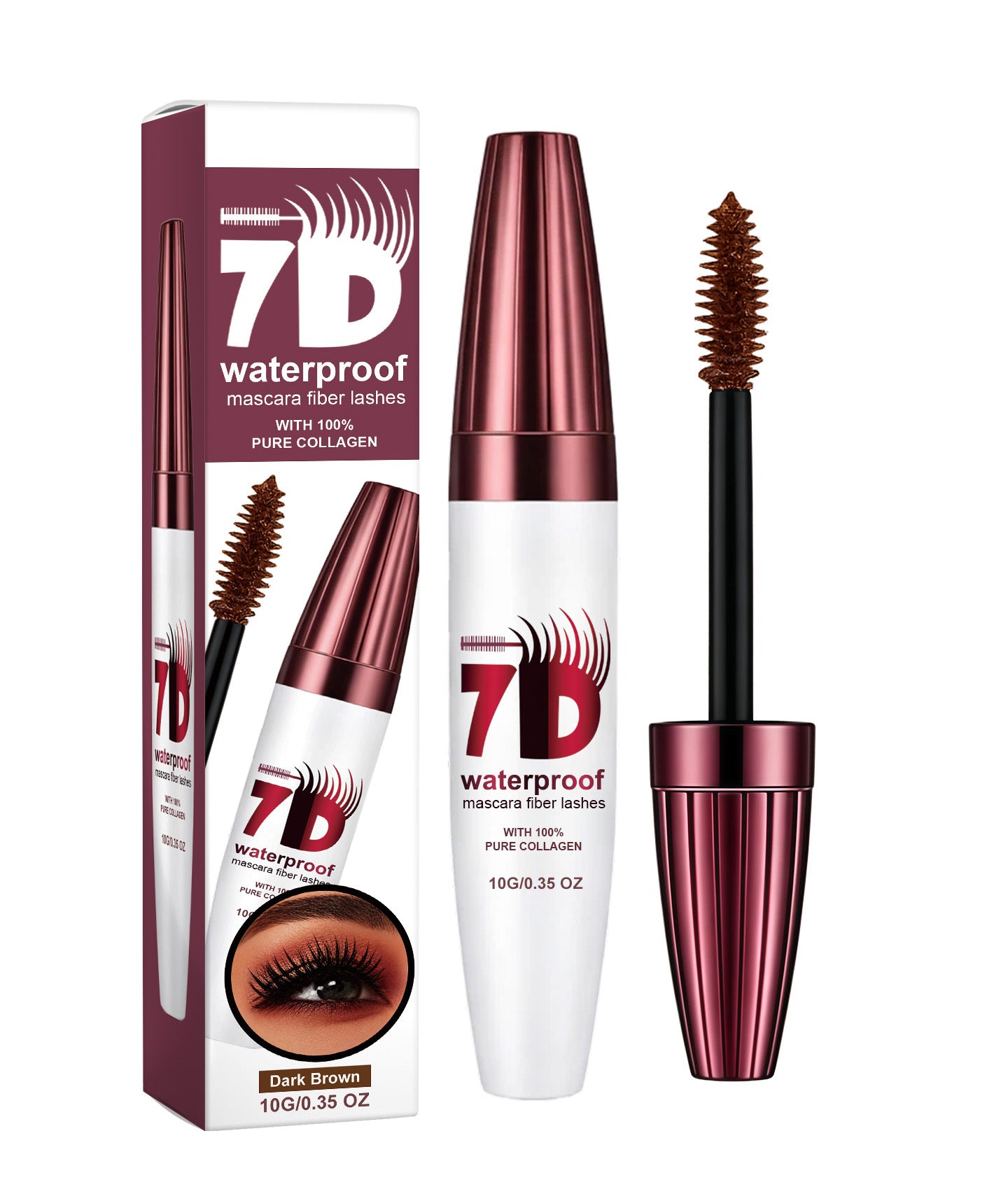 7D Waterproof Mascara - 24H Long Lasting Volume & Curl, Smudge-Proof Lift for Natural False Lash Look